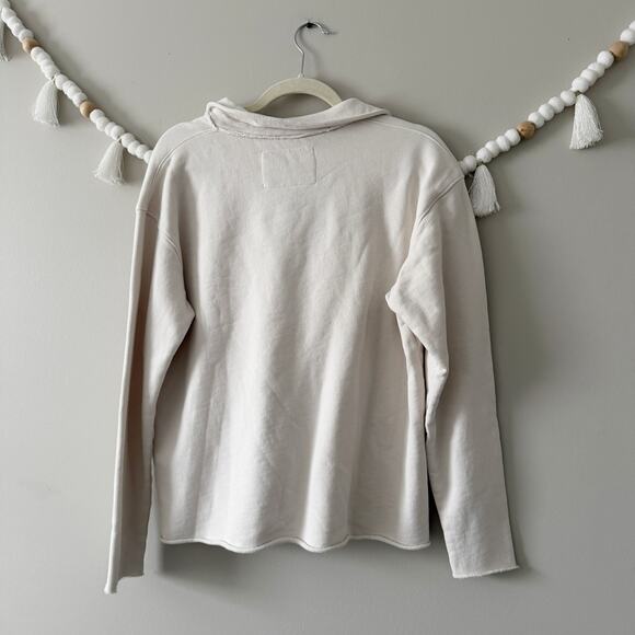 Frank & Eileen Patrick Popover Henley Sweatshirt White 100% Cotton Womens Medium - Picture 4 of 7